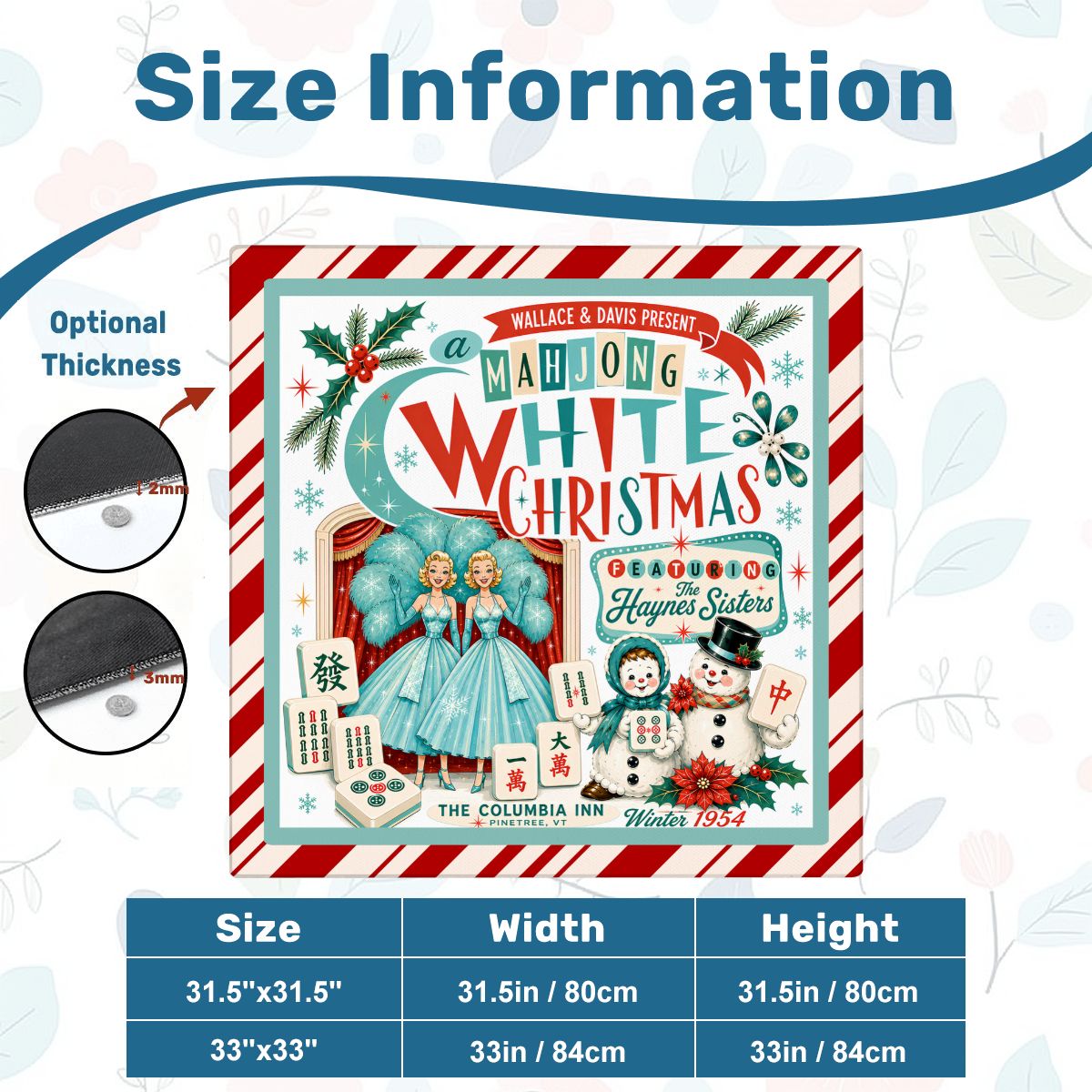 Mahjong White Nostalgic Christmas Haynes Sisters Mahjong Mat Sleek Surface
