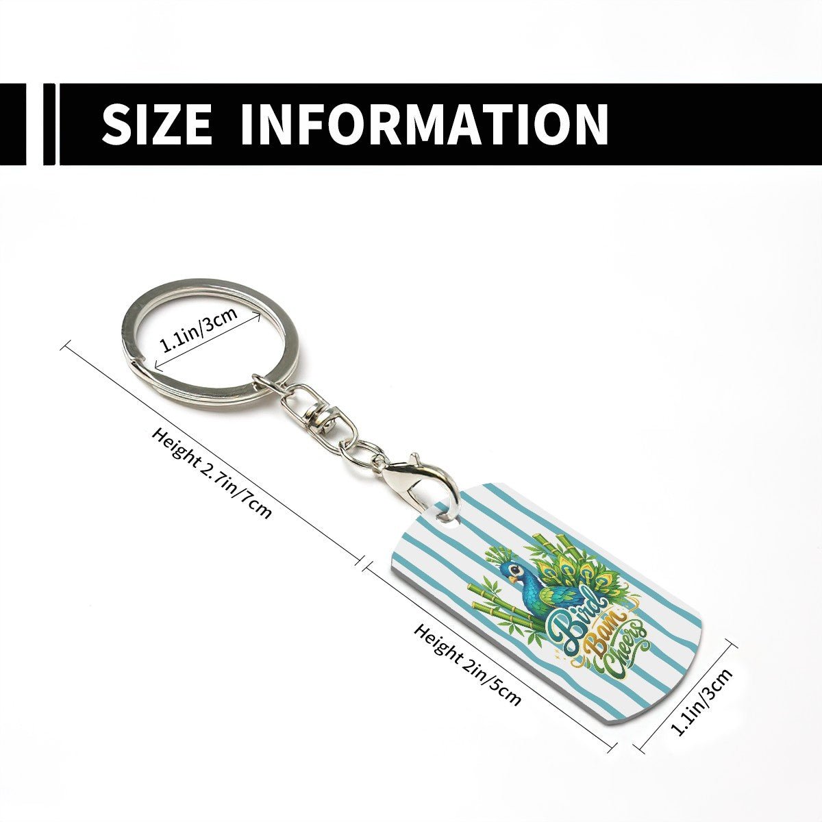 Mahjong Bird Bam Cheers Rectangular Metal Keychain - Splash of Color Co.