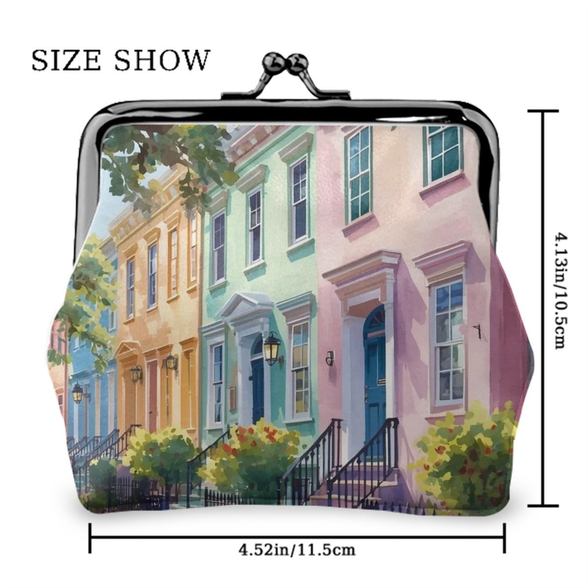 Charleston South Carolina Preppy Pastel Vintage Women's Leather Kiss Lock Coin Purse - Splash of Color Co.