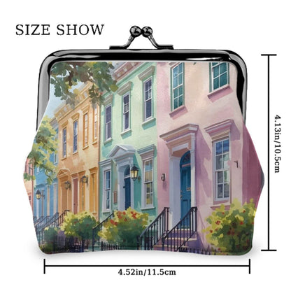 Charleston South Carolina Preppy Pastel Vintage Women's Leather Kiss Lock Coin Purse - Splash of Color Co.