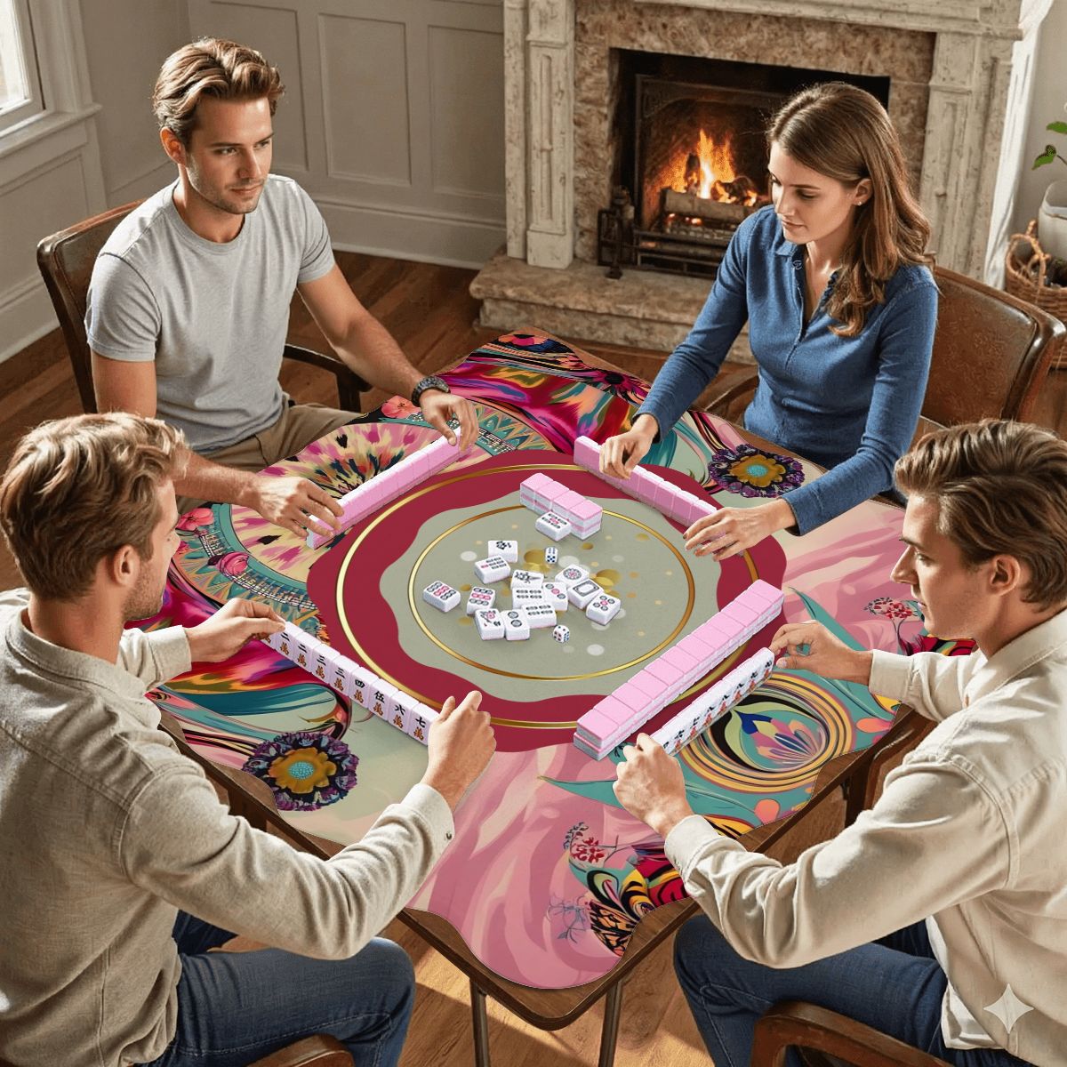 Bohemian Bejeweled Scalloped Mahjong Mat