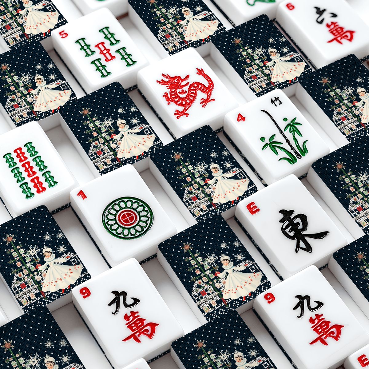 Sweater Weather Nostalgic Christmas American Mahjong Tiles With Carry Case - Splash of Color Co.