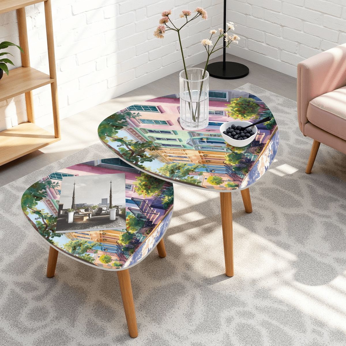 Charleston South Carolina Rainbow Row Modern Nesting Tables - Splash of Color Co.