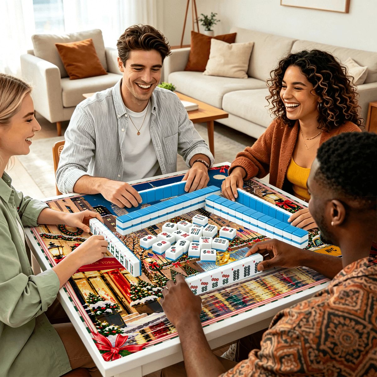 New York City Rockefeller Station Mahjong Mat Sleek Surface - Splash Of Mahj And Color Co.