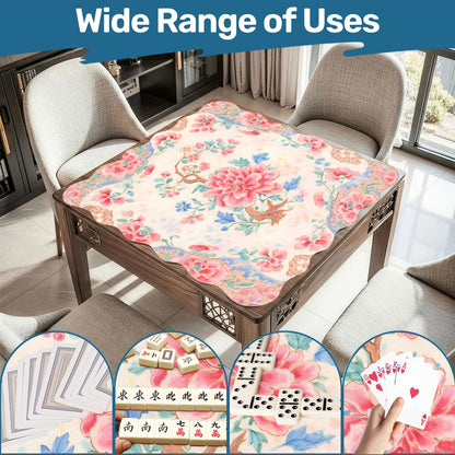 Famille Rose Scalloped Mahjong Mat Preppy Pink, Baby Blue Chinoiserie - Splash of Color Co.