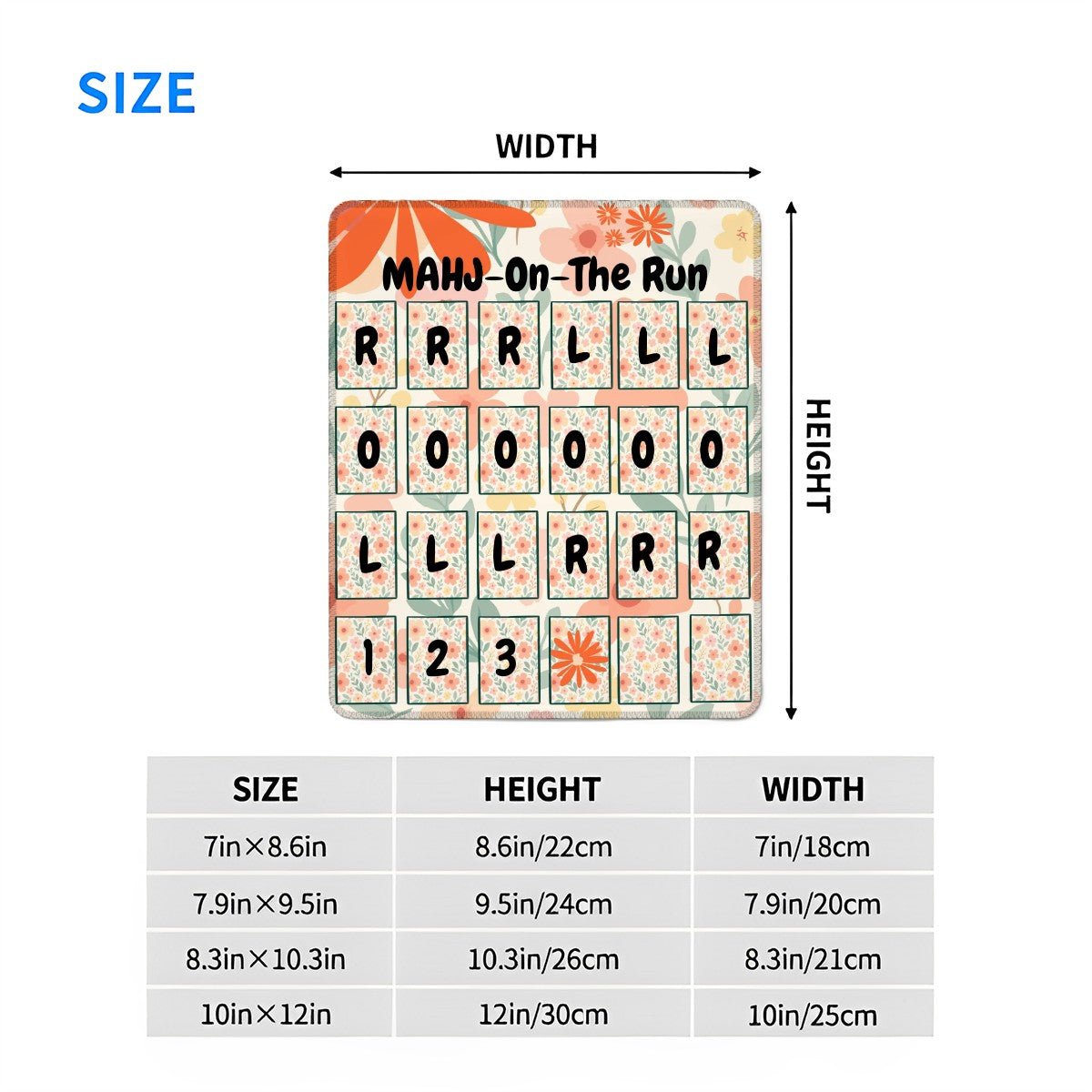 Mahj On The Run Fun Floral Mod Designed Solo Practice Mahjong Pad with Stitched Edge (Vertical) - Splash of Color Co.
