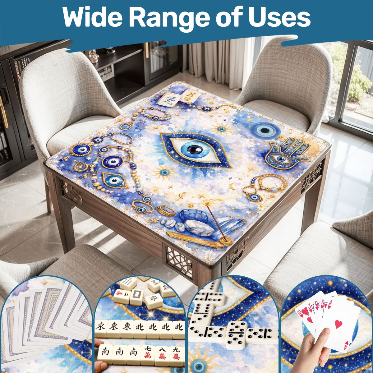 Evil Eye Blue Aura Mahjong Mat - Splash of Color Co.
