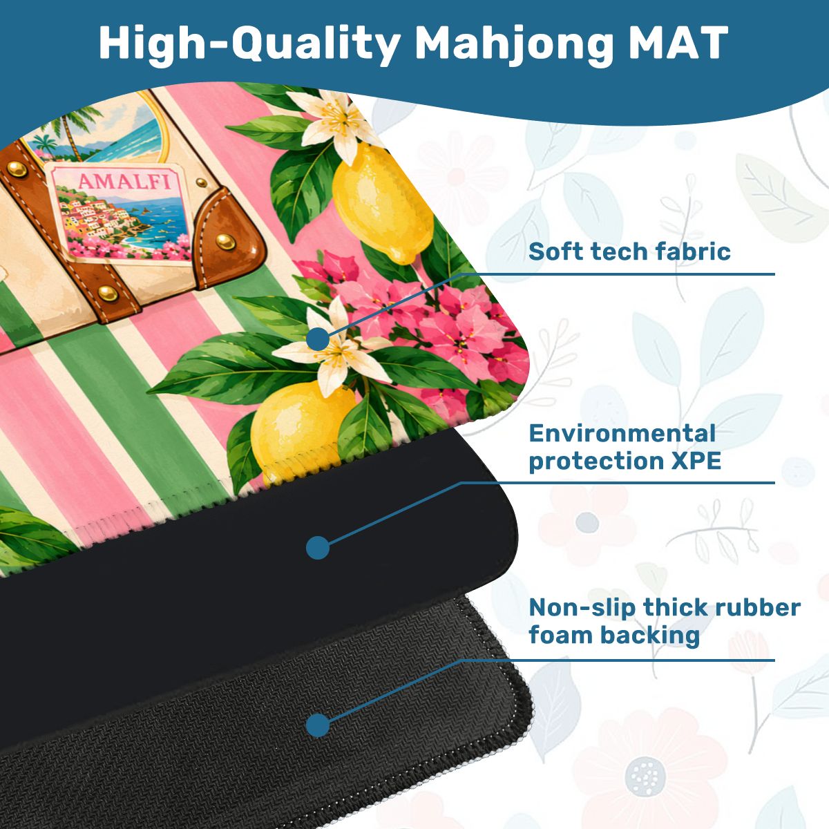 Mini Mahjong Travel Mat, Pink Green Preppy Design - Splash Of Mahj And Color Co.