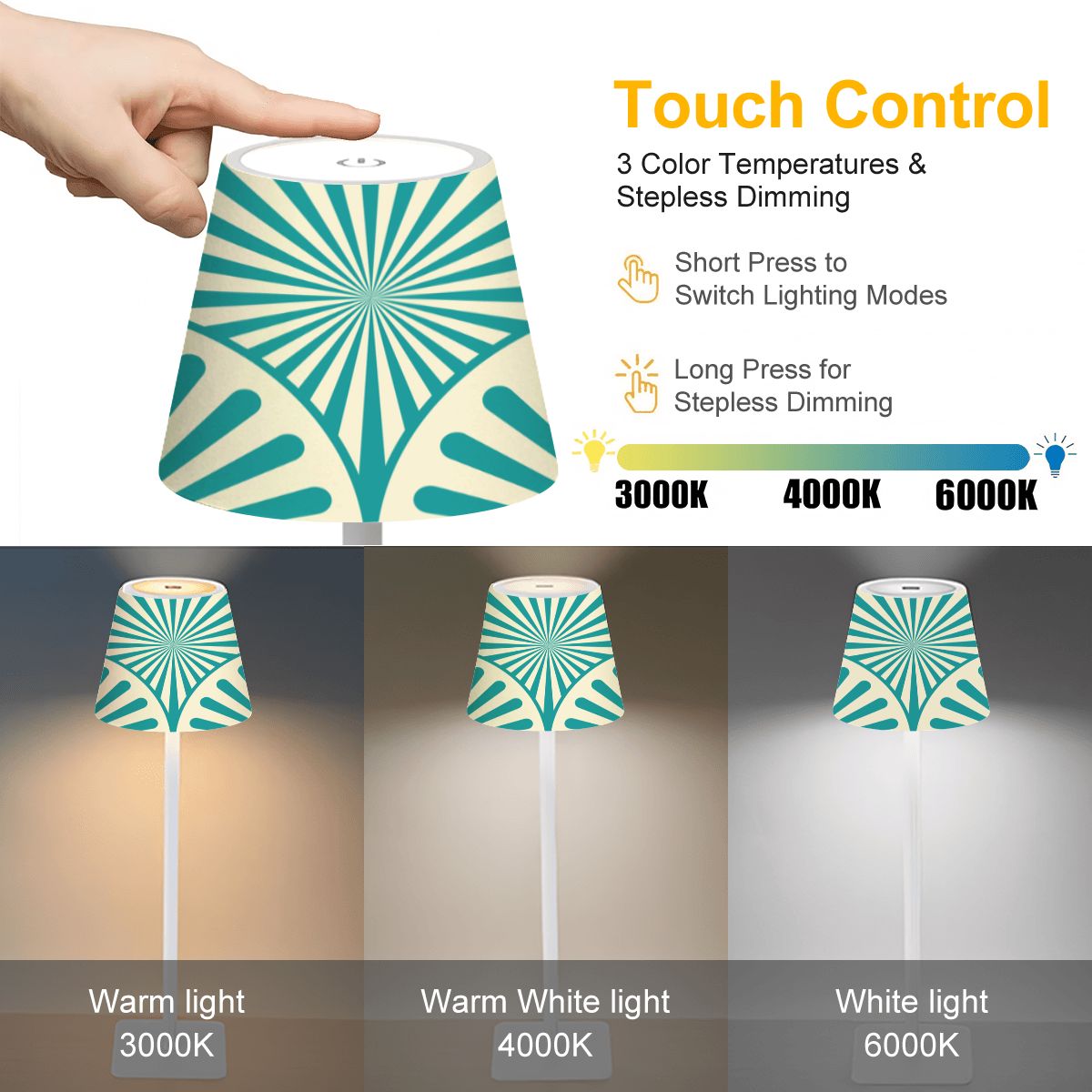 Mahjong LED Cordless Table Lamp, Teal Art Deco Design - Splash of Color Co.