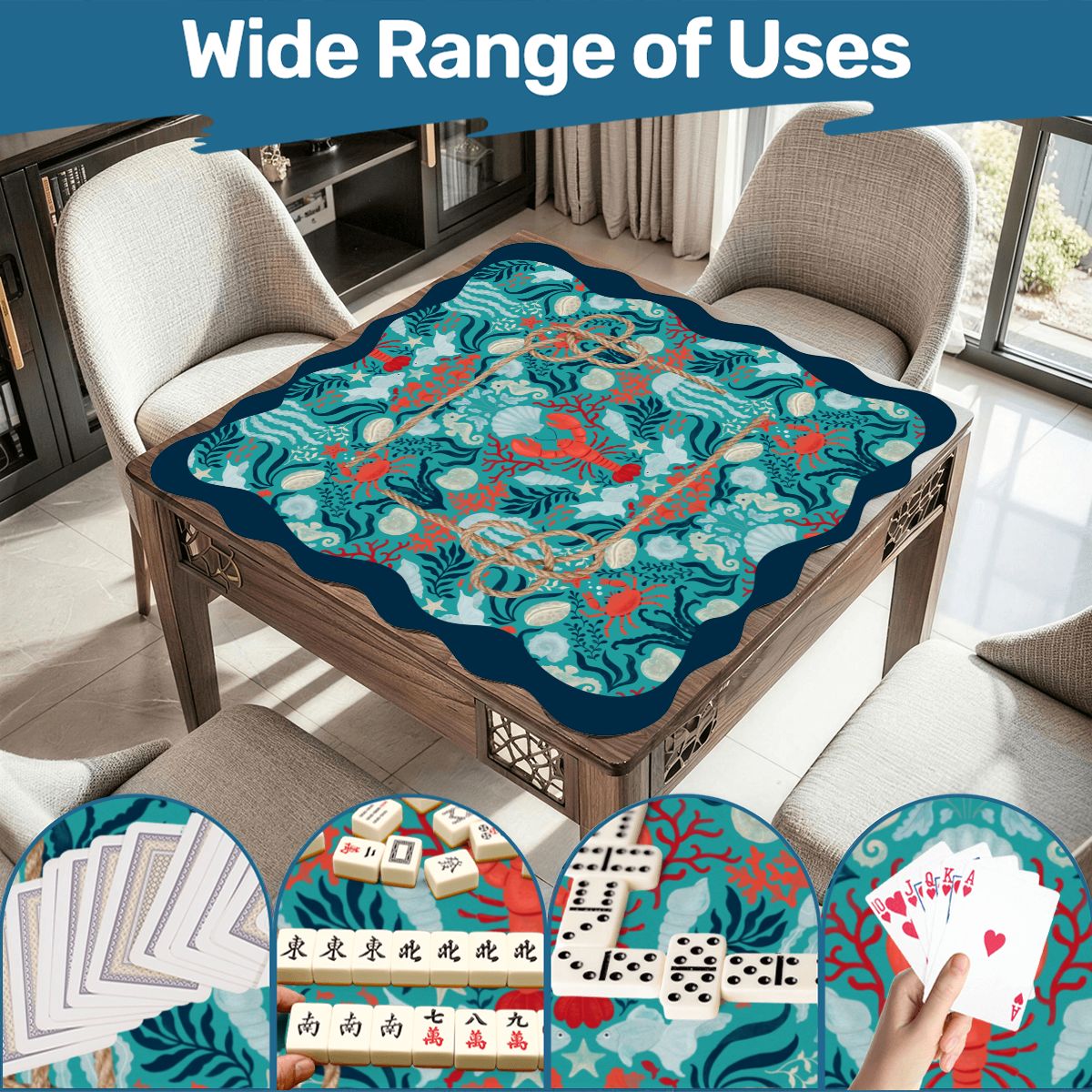 New England Nautical Scalloped Mahjong Mat