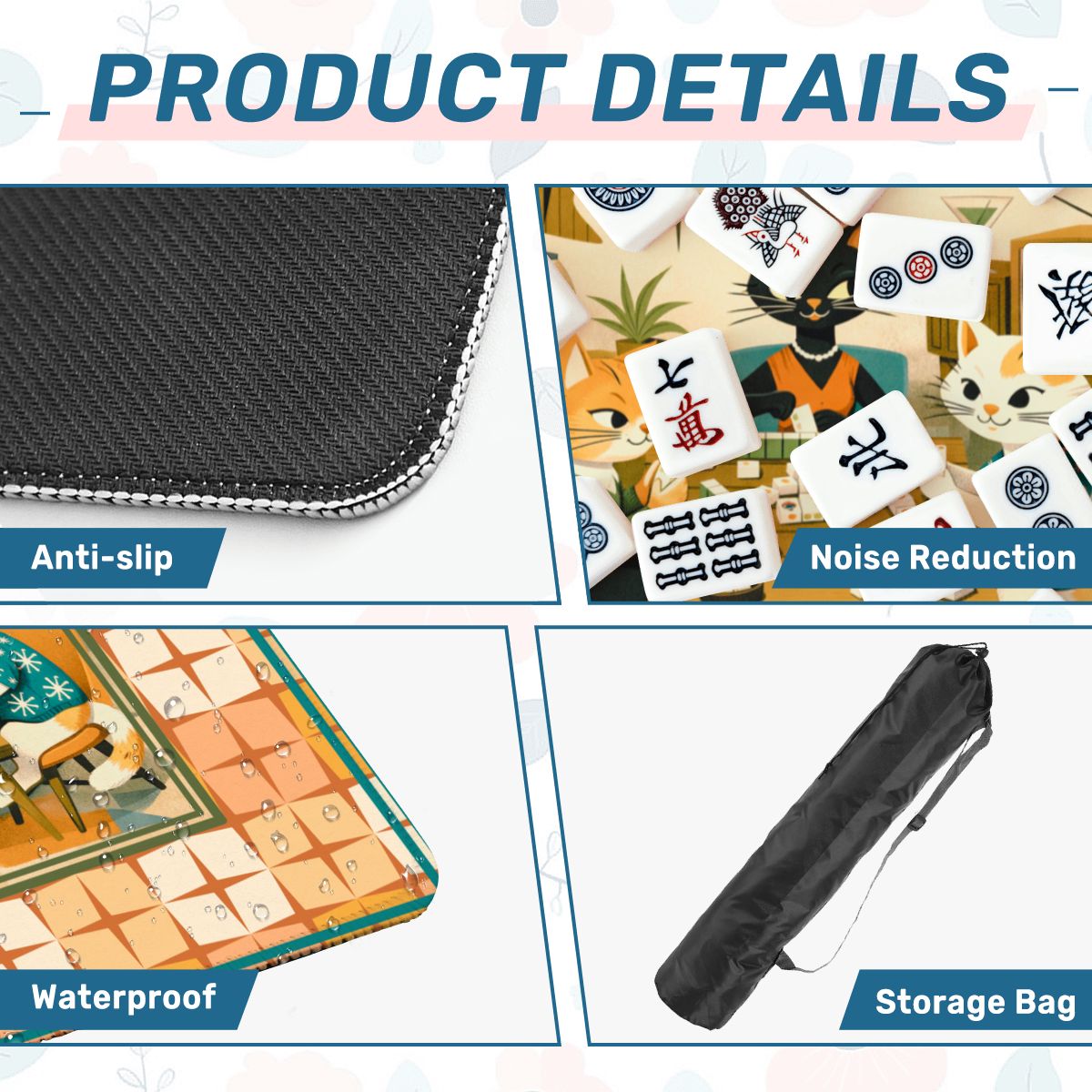 Modcentric Nostalgic Kitty Cats Modern Mahjong Mat - Splash of Color Co.