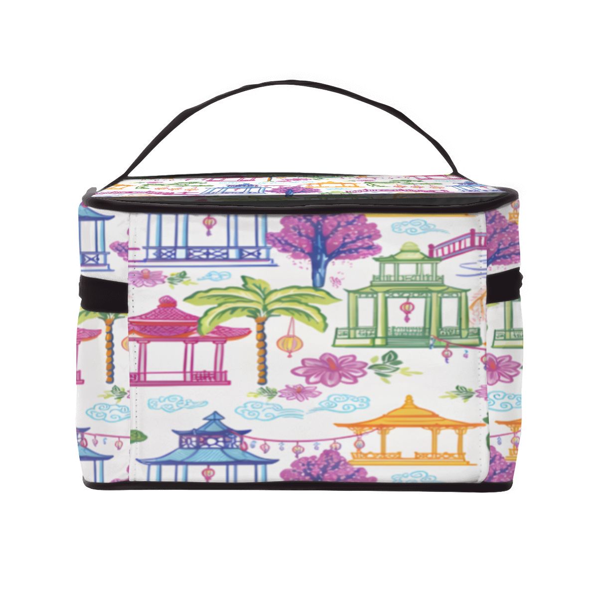 Portable Mahjong Bag Tile Bag, Watercolor Chinoiserie Asian Pagodas - Splash of Color Co.