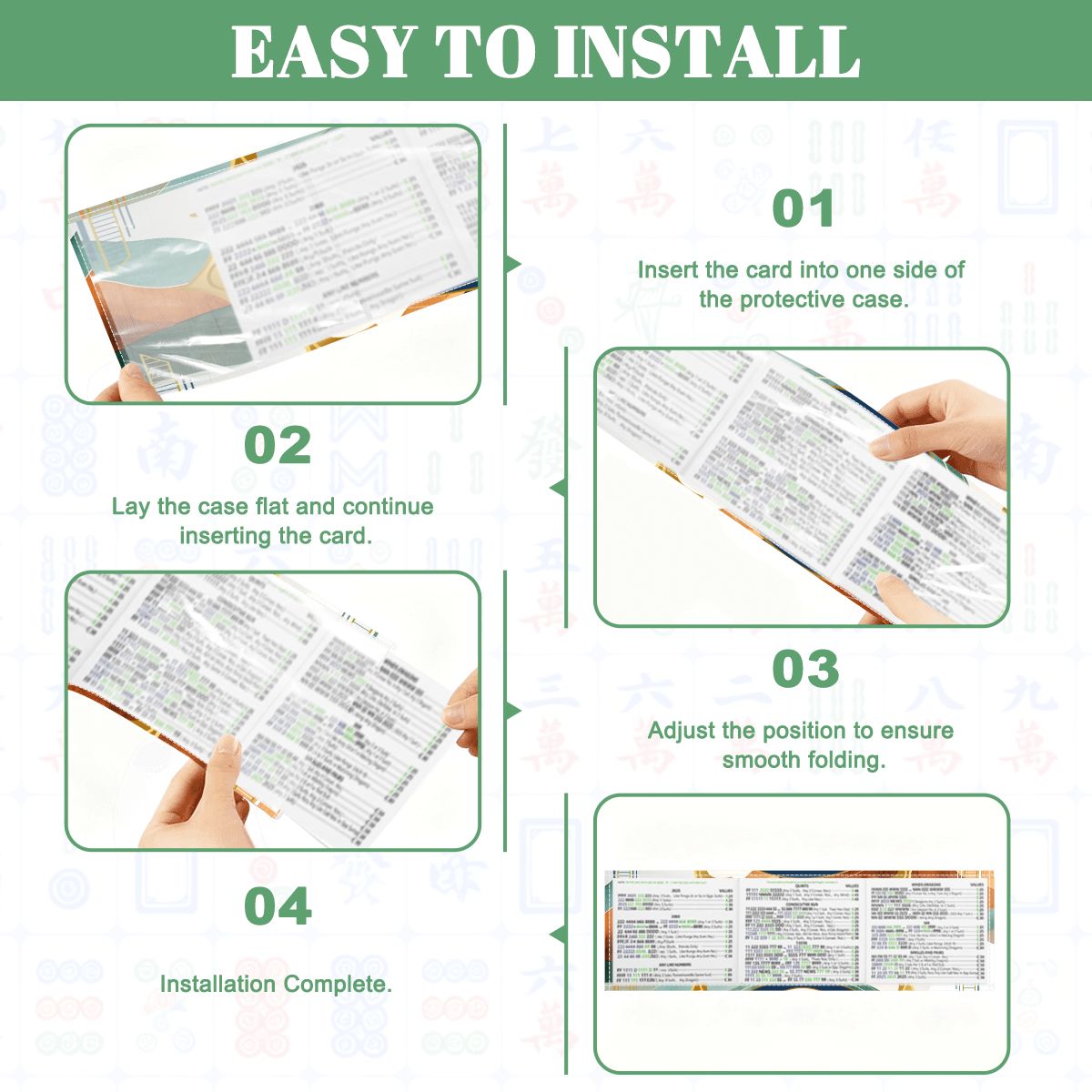 Art Deco Gilded Marbled Design 4 Mahjong Card Holder with Line Finder - Splash of Color Co.