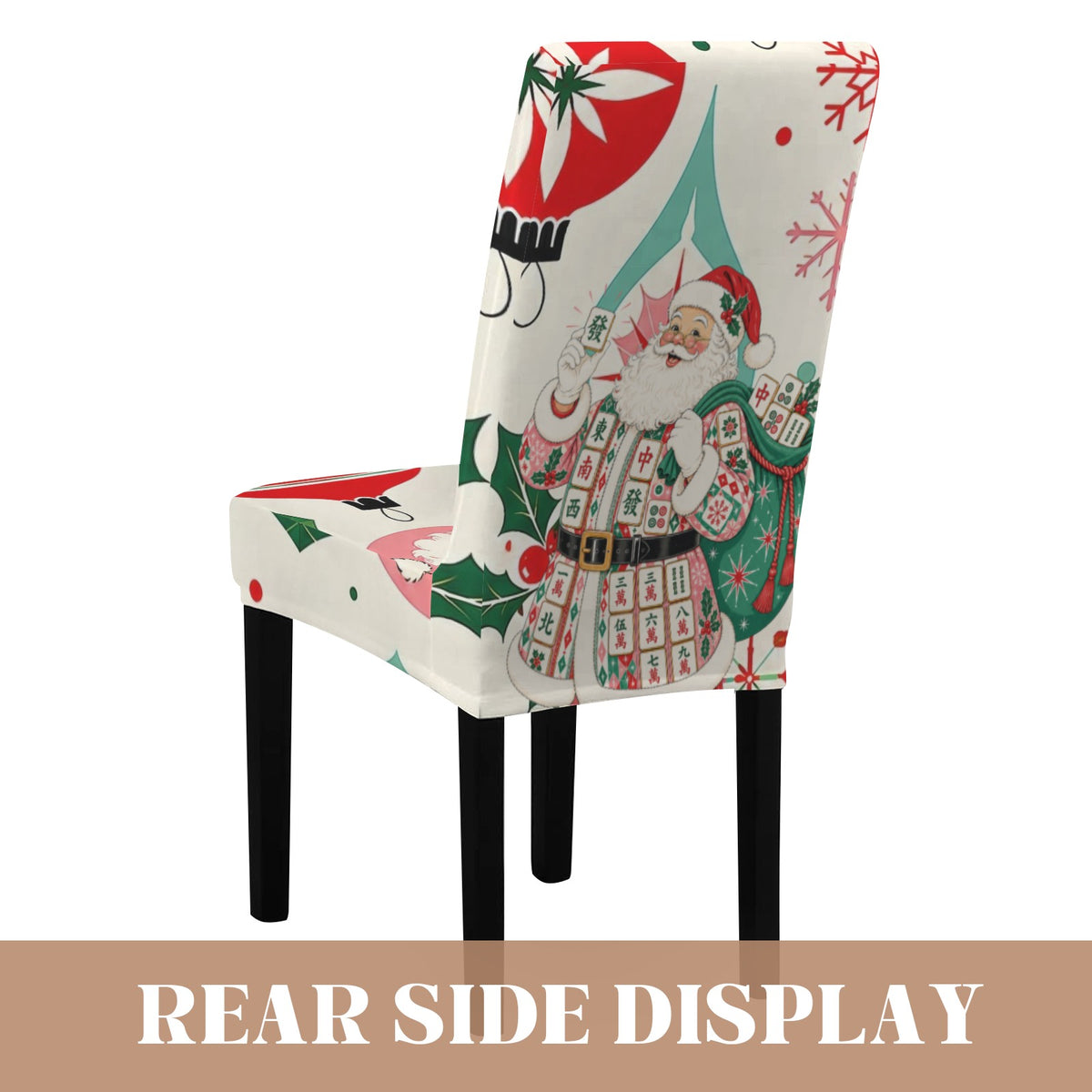 Ho Ho Ho Nostalgic Mahjong Santa Custom Chair Cover (Pack of 4) - Splash Of Mahj And Color Co.
