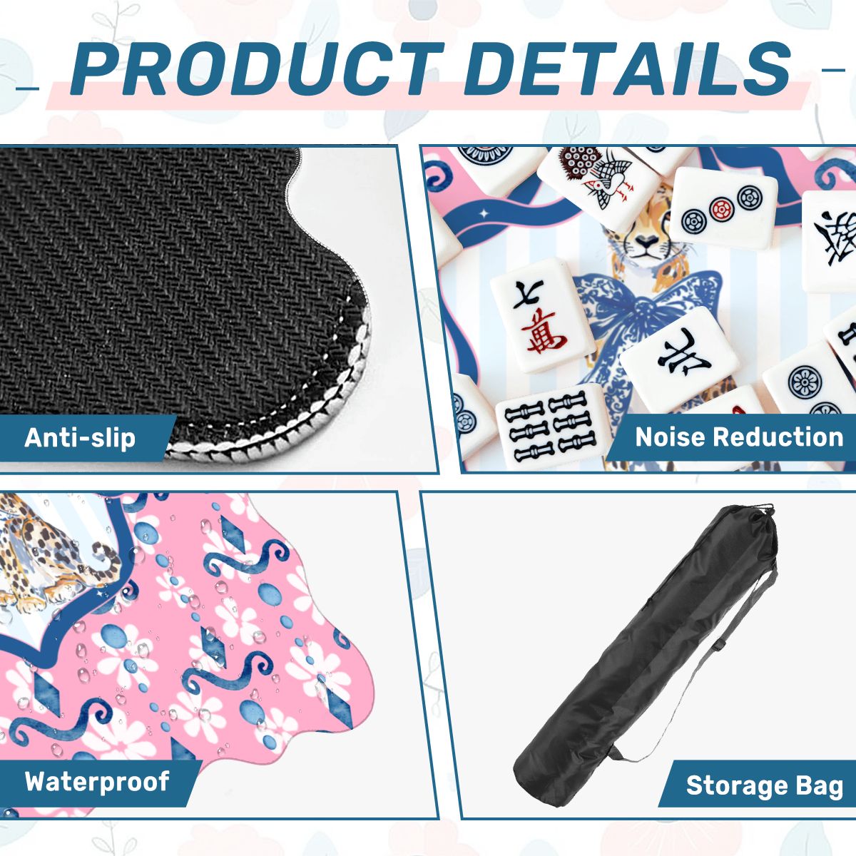 Charleston Cheetah Dainty Pink Scalloped Mahjong - Splash of Color Co.