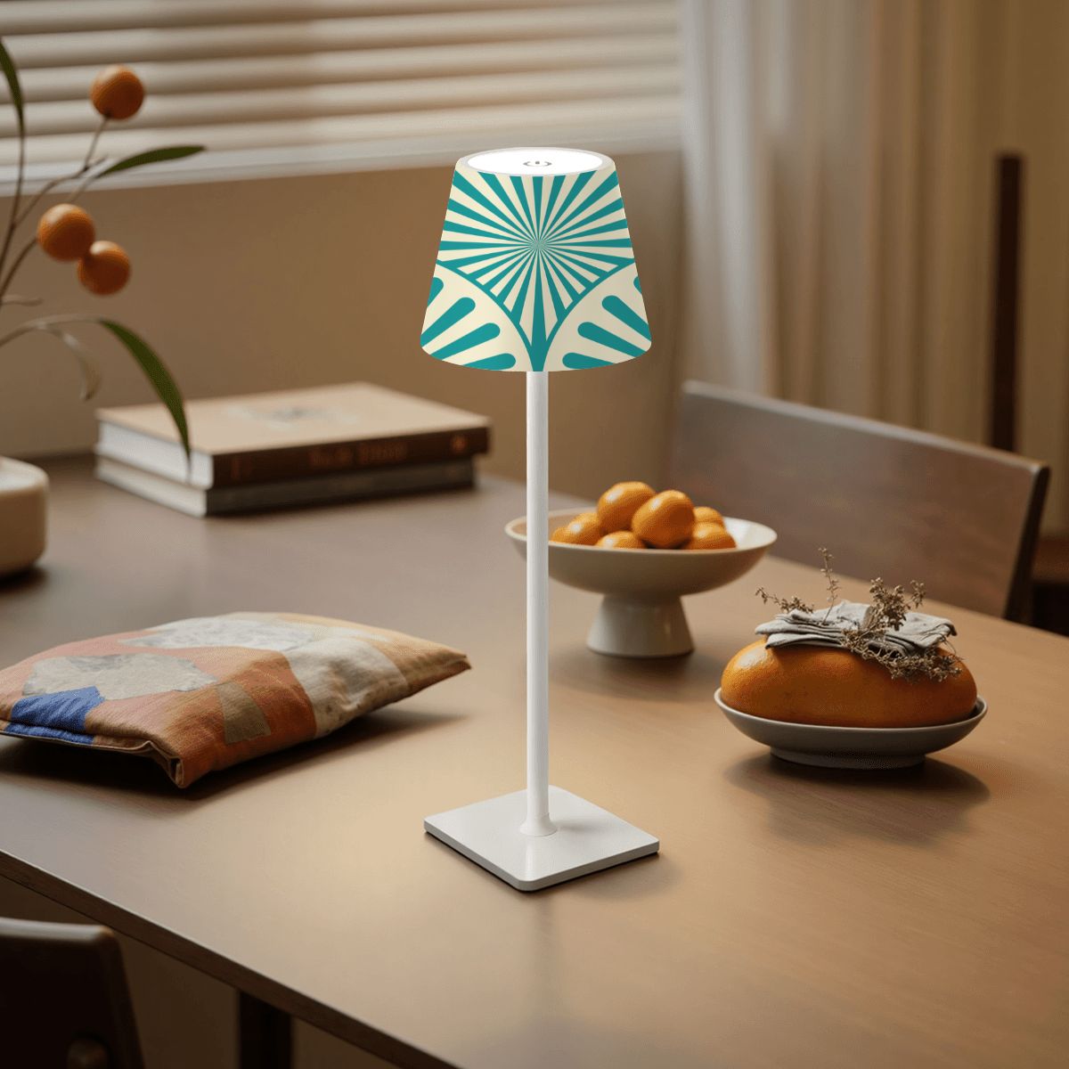 Mahjong LED Cordless Table Lamp, Teal Art Deco Design - Splash of Color Co.