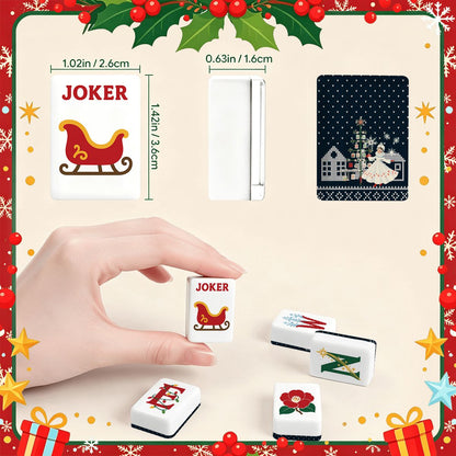 Sweater Weather Nostalgic Classic Traditional Christmas Mahjong Tiles With Carry Case - Splash Of Mahj And Color Co.