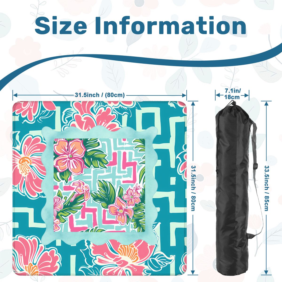 Greek Key Polynesian Hibiscus Flower Mahjong Mat