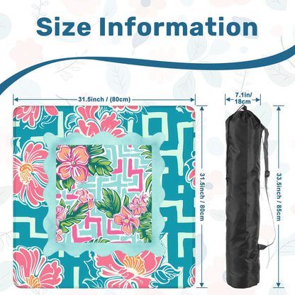 Greek Key Polynesian Hibiscus Flower Mahjong Mat