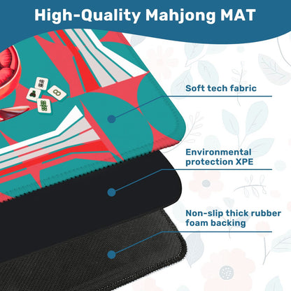 Mahjong Christmas Mat, Merry And Mahj Vintage Nostalgic Party Girl