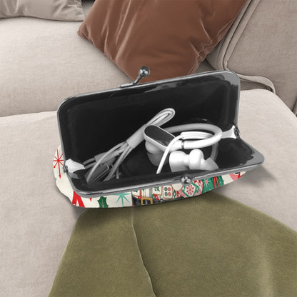 Nostalgic Jolly Mahjong Santa Women's Leather Kiss Lock Coin Purse