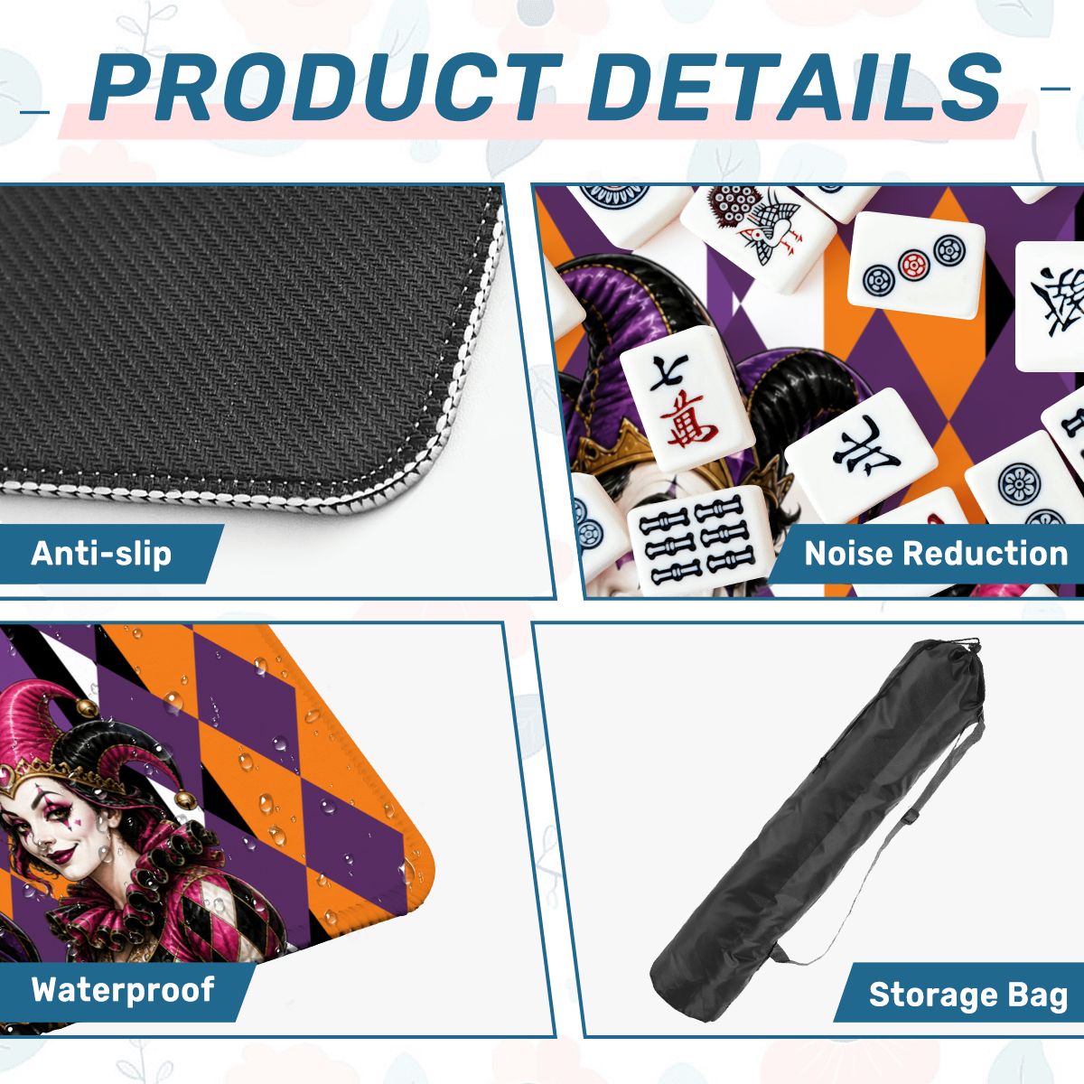 Mahjong Halloween Joker Jesters Harlequin Designed Mahj Mat