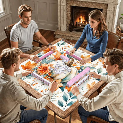 Falling For Fall Watercolor Pumpkin Mahjong Mat