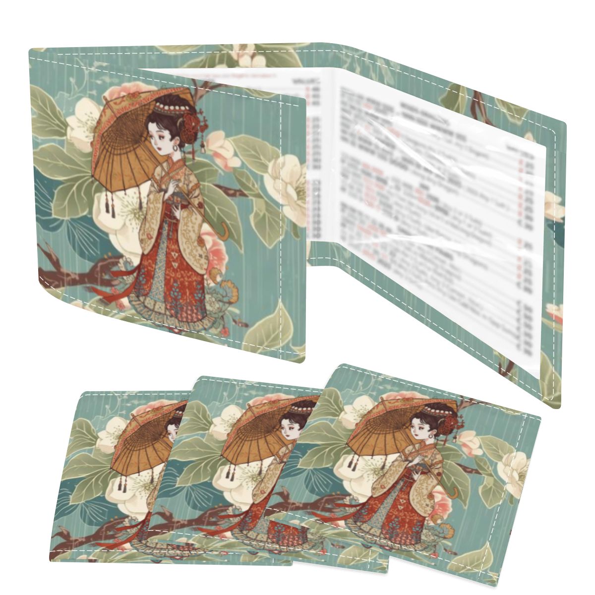 April Showers Asian Cherry Blossoms 4 Mahjong Card Holder with Line Finder - Splash of Color Co.