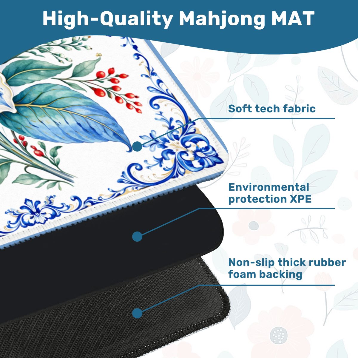 Porcelain Tobacco Garden Mahjong Mat - Splash of Color Co.