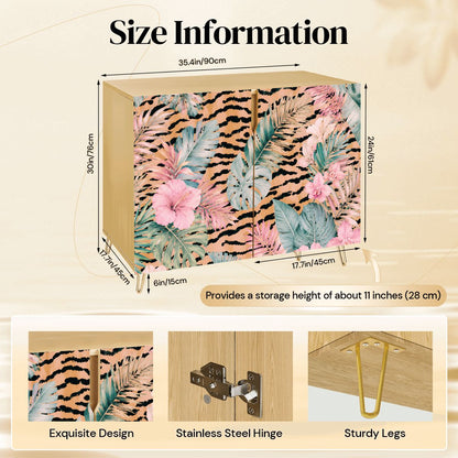 Tiger Jungle Print Mahjong Storage Cabinet Wooden - Splash Of Mahj And Color Co.