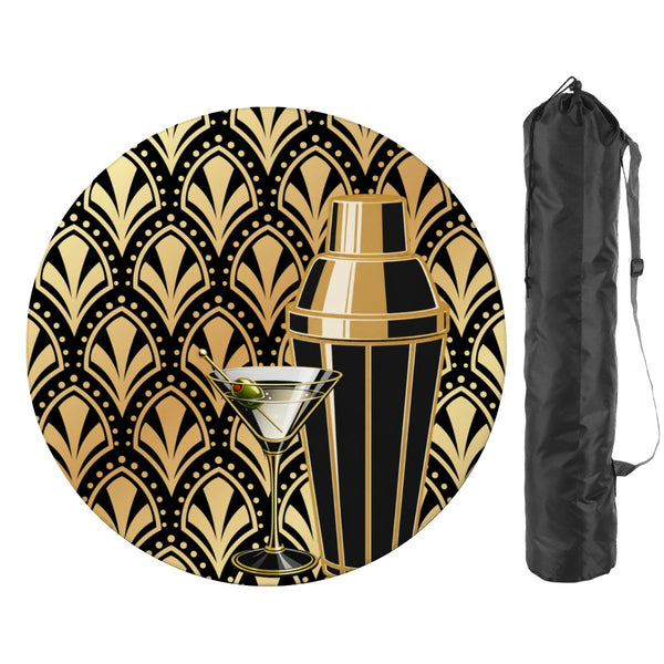 The Speakeasy Art Deco Martini Cocktail And Shaker Round Mahjong Mat