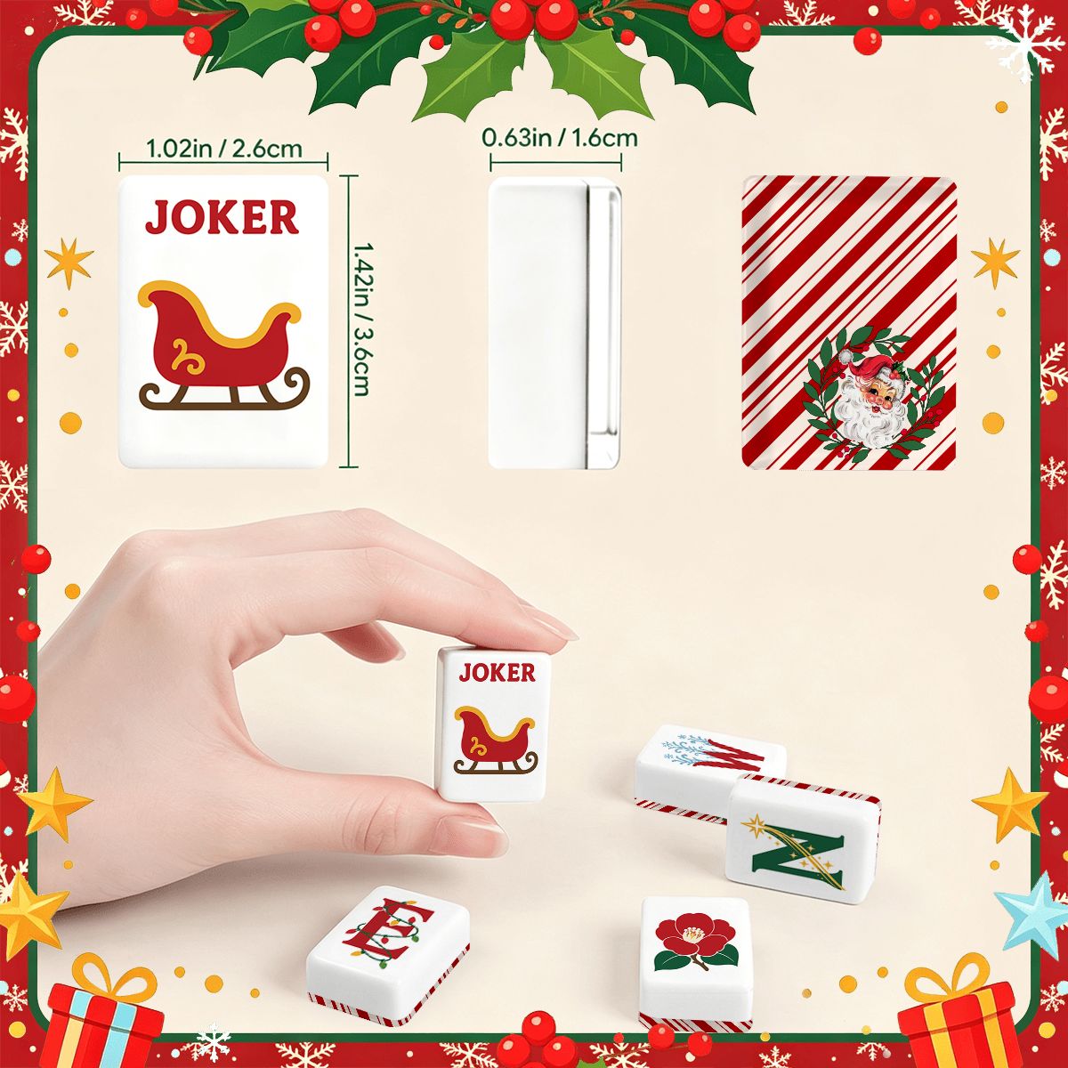 Nostalgic Santa Classic Traditional Christmas Mahjong Tiles And Carry Case