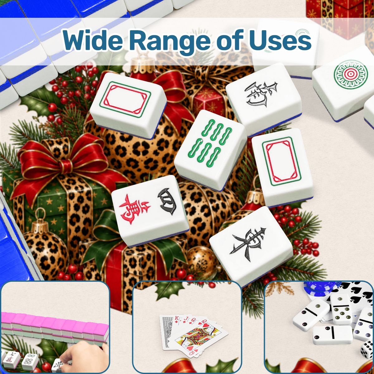 The Leopard Mahjong Christmas Mahjong Mat - Splash Of Mahj And Color Co.