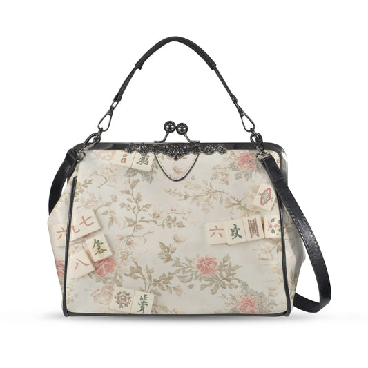 Vintage Floral Mahjong Lover Preppy Kisslock Crossbody Shoulder Bag - Splash of Color Co.