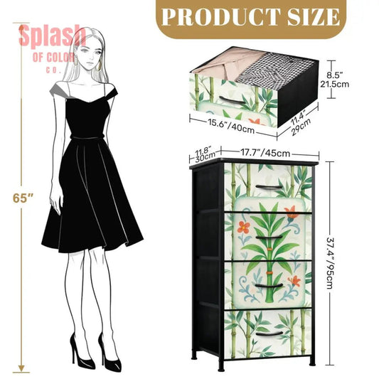 Asian Chinoiserie Green Bamboo Mahjong 4 - Drawer Dresser - Splash of Color co.
