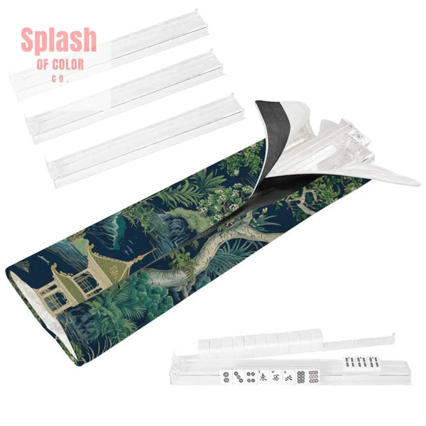 Floral Asian Chinoiserie 4 Mahjong Tile Pusher Racks with Bag - Splash of Color co.