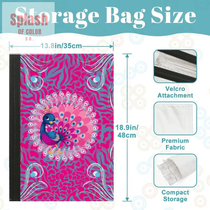 Playful Pink Peacocock 4 Mahjong Tile Pusher Racks with Bag - Splash of Color co.