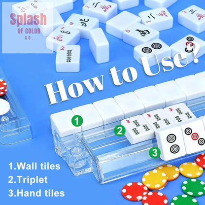 Floral Asian Chinoiserie 4 Mahjong Tile Pusher Racks with Bag - Splash of Color co.