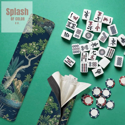 Floral Asian Chinoiserie 4 Mahjong Tile Pusher Racks with Bag - Splash of Color co.