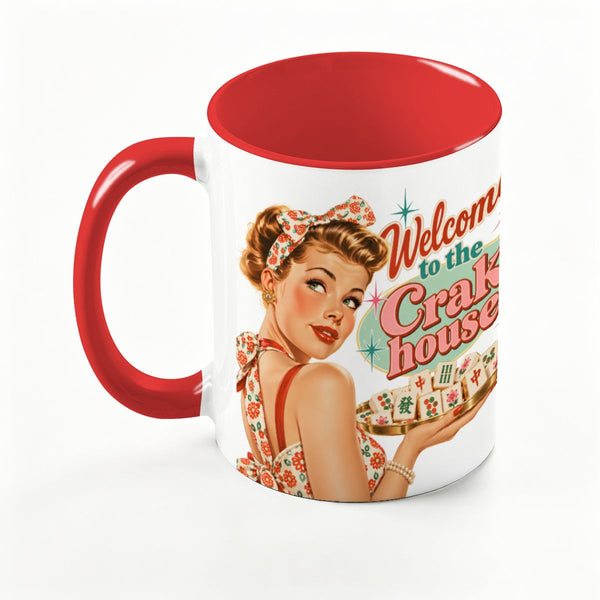 Funny Mahjong Mug, Welcome To The Crak House Modcentric Large Colorful Mug (15oz)