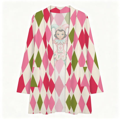 Harlequin Mahjong Joker Women's Lightweight Open Front Cardigan - Splash Of Mahj And Color Co.