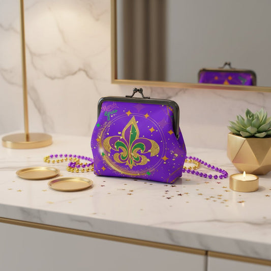 Mardi Gras Party Time Women's Leather Kiss Lock Coin Purse - Splash Of Mahj And Color Co.