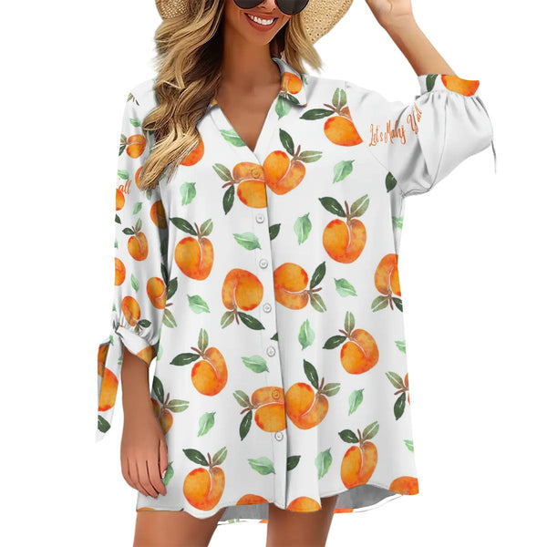 Let's Mahj Y'all Summer Peaches Women's Cardigan Shirt Three - Quarter Sleeve - Splash of Color Co.