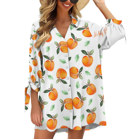 Let's Mahj Y'all Summer Peaches Women's Cardigan Shirt Three - Quarter Sleeve - Splash of Color Co.