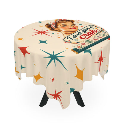 Funny Mahjong Tablecloth — “I Don’t Give a Crak” Vintage Pin-Up Game Night Table Cover