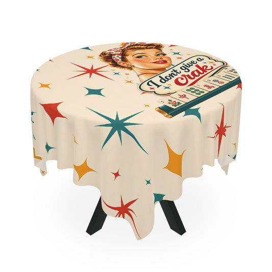 Funny Mahjong Tablecloth — “I Don’t Give a Crak” Vintage Pin-Up Game Night Table Cover - Splash Of Mahj And Color Co.