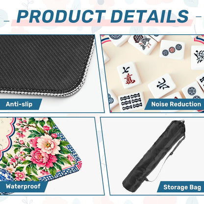 Garden Party Chinoiserie Blue Pink Mahjong Mat