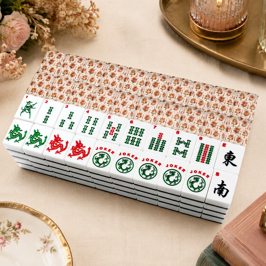 Victorian Birthday Cake And Candles American Mahjong Tiles And Carry Case
