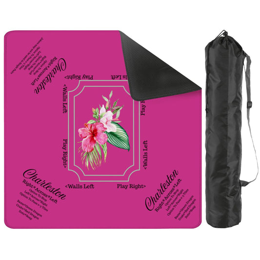 Mini Mahjong Mat With Instructions, Hot Fuscia Floral  (Ship Rolled up)