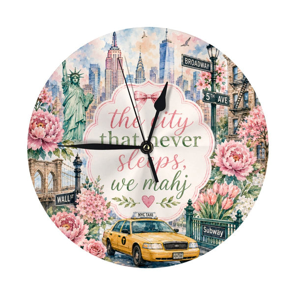The City That Never Sleeps New York Mahjong Wall Or Desk Clock With Stand